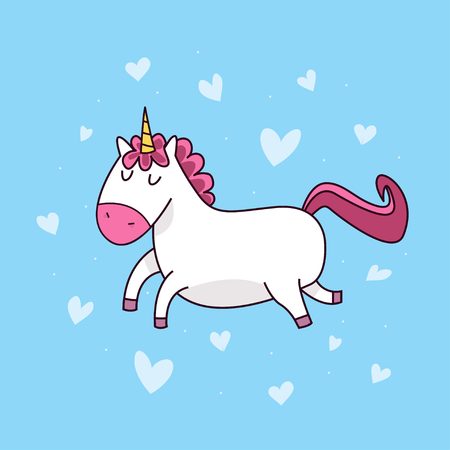 cute unicorn with heartsのイラスト素材