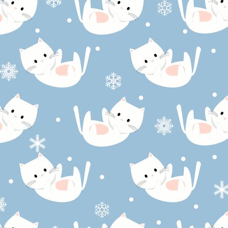 Cute winter cat patternのイラスト素材