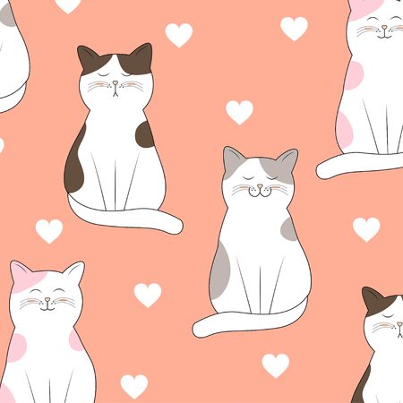 Cute cat pattern vectorのイラスト素材