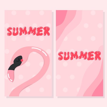 Cute flamingo card setのイラスト素材