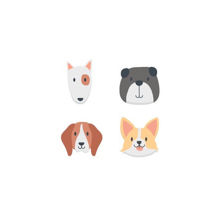 Cute dogs face setのイラスト素材