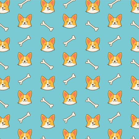 Cute corgi dog patternのイラスト素材