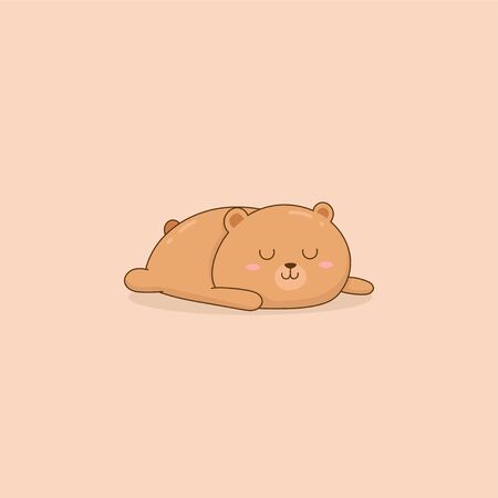 Cute sleeping lazy bear vectorのイラスト素材