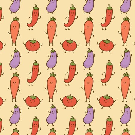 Cute vegetables patternのイラスト素材