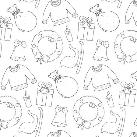 Cute doodle christmas patternのイラスト素材