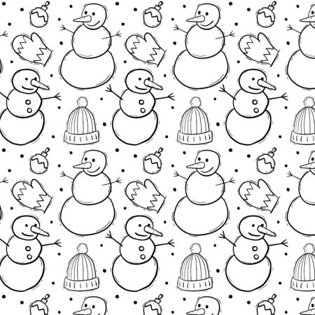 Christmas doodle patternのイラスト素材