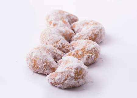 Indonesian famous cake for celebrate Ied Mubarak / Idul Fitri / Lebaran , Kue Putri Salju / Snow Cake, a sweet white cake isolated on white backgroundの写真素材