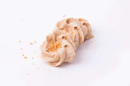 Sagu keju or cheese sago cookies  Indonesian cookies  typically served durin Eid isolated on white...
