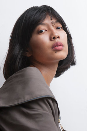 Asian woman girl beauty portrait in Studio shot isolated on white background.