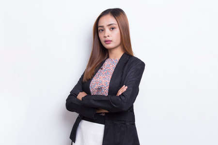 portrait of business young asian woman isolated on white backgroundの写真素材