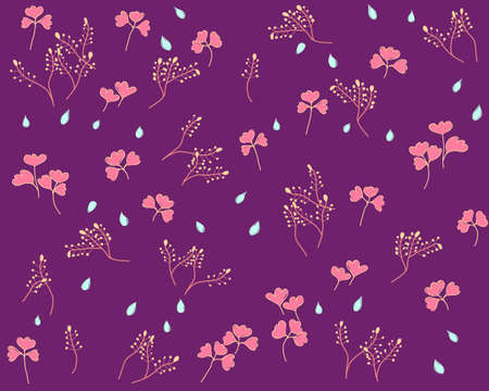 Doodling of flowers and rain dropletsのイラスト素材