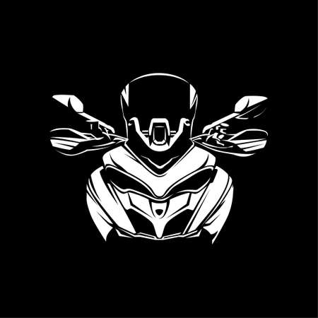 Vector illustration of Adventure motorcycle silhouette on Black backgroundのイラスト素材