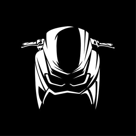 Vector illustration of Scooter Matic motorcycle silhouette on Black backgroundのイラスト素材