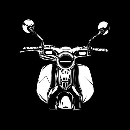 Vector illustration of Retro Motorcycle silhouette on Black background. Perfect for printed on t-shirt, background, banner, posters, etc.のイラスト素材