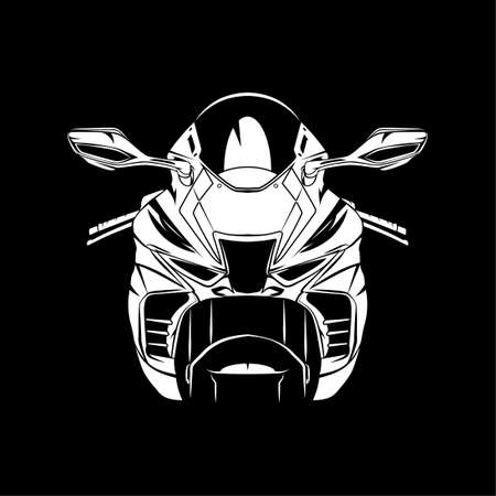 Vector illustration of Hyper Sport Motorcycle silhouette on Black background. Can be used for printed on motorcycle club t-shirt, background, banner, posters, icon, web, etc.のイラスト素材