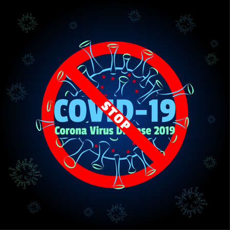 STOP Corona Virus Disease COVID-19, global spread dangerous coronavirus, pandemic risk alert stop sign illustration.のイラスト素材