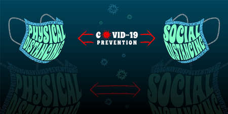 Physical Distancing and Social Distancing for Corona Virus Disease 2019 ( COVID-19 ) pandemic prevention illustrationのイラスト素材