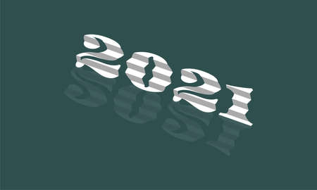 2021 New Year Next Steps text effect isolated on tidewater green background, Vector Illustration.のイラスト素材