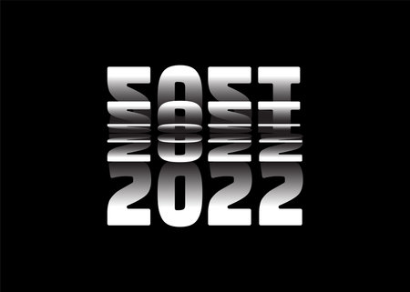 Passing into New Year 2022 Flip text effect isolated on black background, Vector Illustration.のイラスト素材