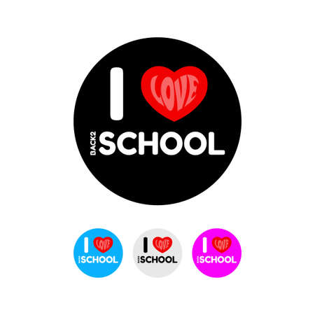 I Love Back to School Text with Red Hearts Isolated on Black Background, Vector illustration.のイラスト素材