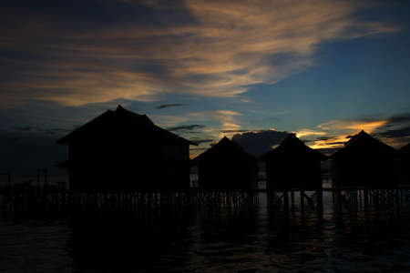 charming silhouette on Derawan Islandの写真素材
