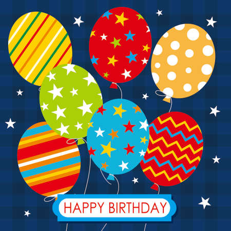 Happy birthday card deign with colored balloonsのイラスト素材