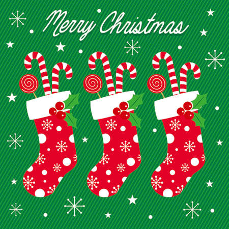 Christmas card with hanging stockingのイラスト素材