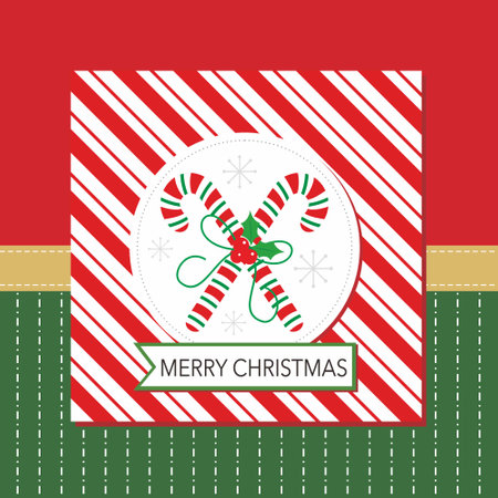 christmas card with christmas candy caneのイラスト素材