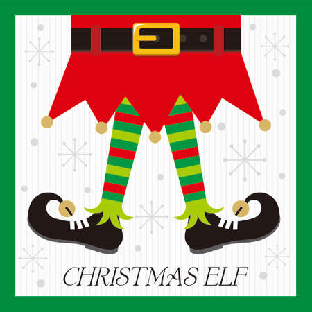 christmas card with christmas elfのイラスト素材