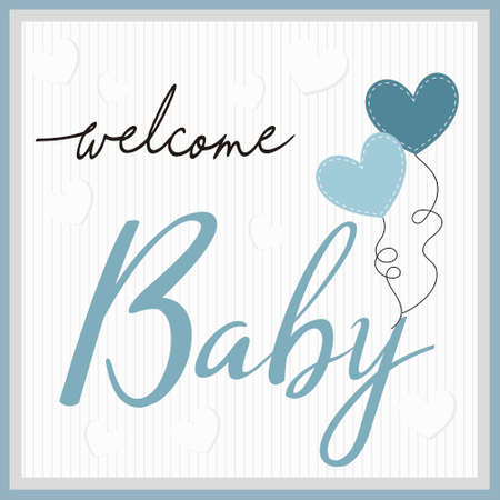 baby card shower with baby text and heart shapeのイラスト素材