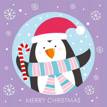 christmas card with cute penguinのイラスト素材