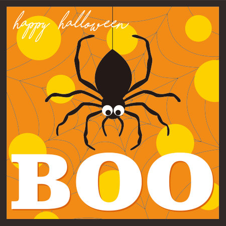 halloween spider web and boo textのイラスト素材