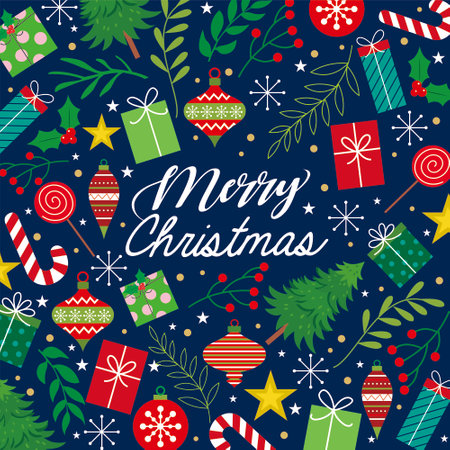 christmas seamless pattern with christmas  ornamentsのイラスト素材