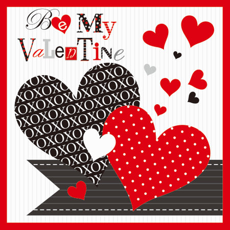happy valentines day with heart and textのイラスト素材