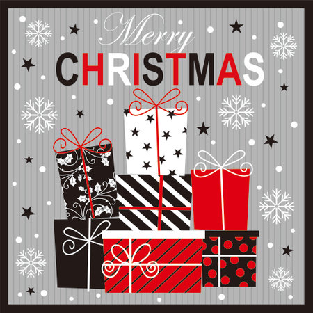 <p>christmas greeting card with christmas gifts</p>のイラスト素材
