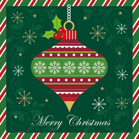christmas greeting card with christmas baubleのイラスト素材