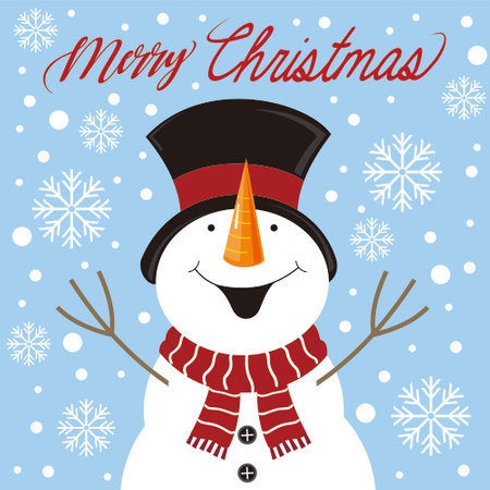 christmas card with snowmanのイラスト素材