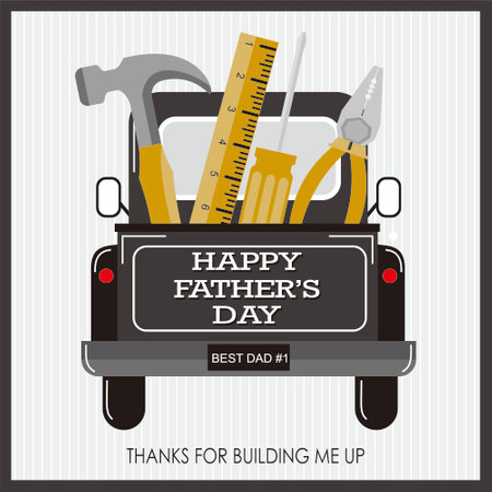 happy father's day with tools on the truckのイラスト素材