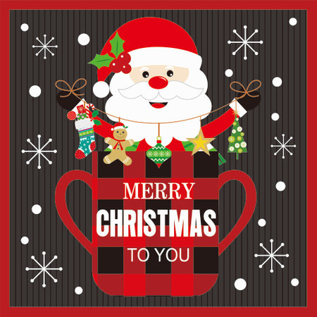 merry christmas card with santa claus in the mugのイラスト素材
