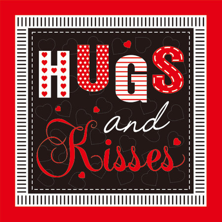 happy valentine's day with hugs and kissesのイラスト素材
