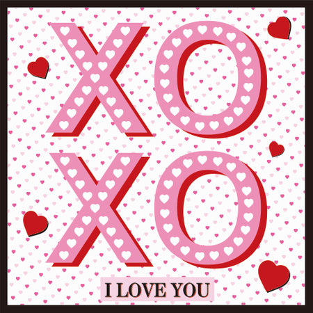 happy valentine's day with text and heartsのイラスト素材