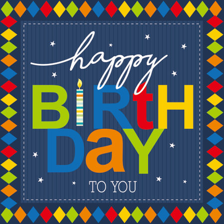 happy birthday with colorful birthday textのイラスト素材