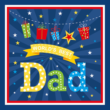 happy father's day with text and giftsのイラスト素材
