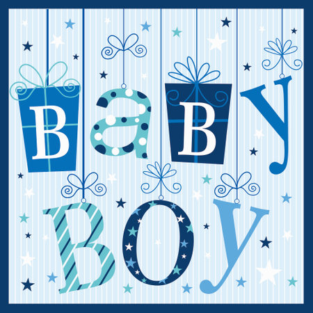 baby boy shower cardのイラスト素材