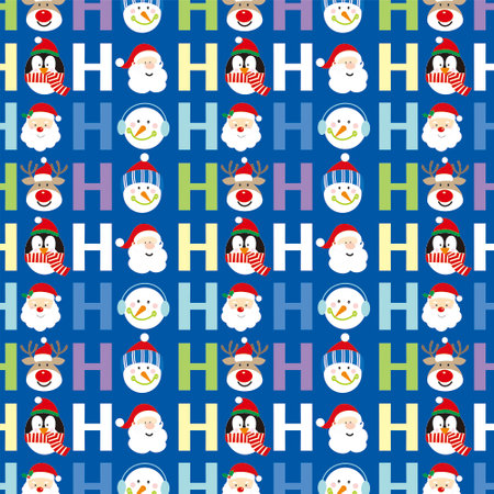 christmas seamless pattern with ho ho hoのイラスト素材