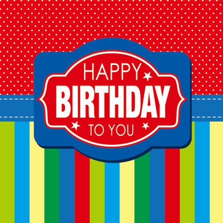 happy birthday with text and coloring stripesのイラスト素材