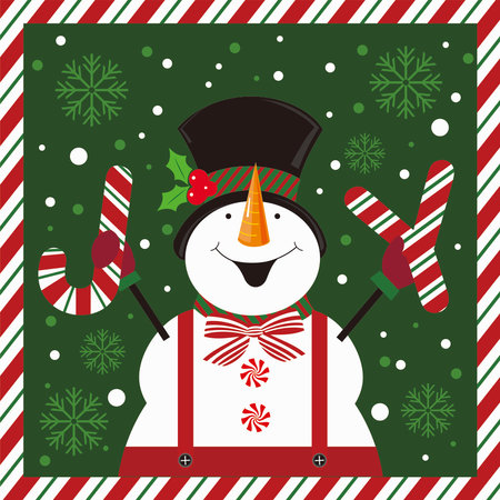 christmas greeting card with snowmanのイラスト素材