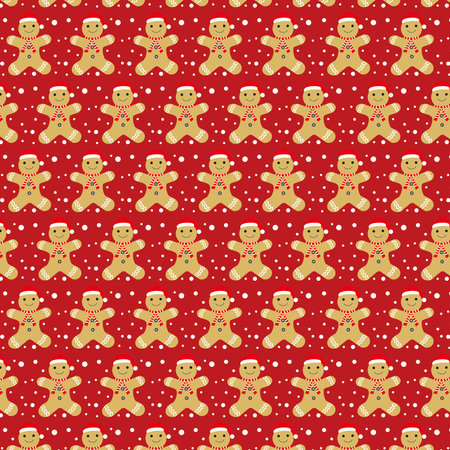 christmas seamless pattern with gingerbread manのイラスト素材