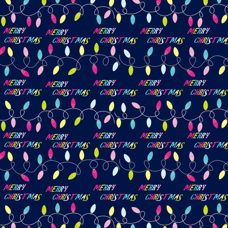 christmas seamlesss pattern with christmas lightsのイラスト素材