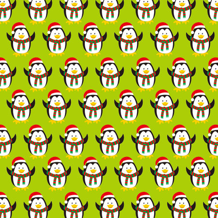 christmas seamless paattern with penguinのイラスト素材